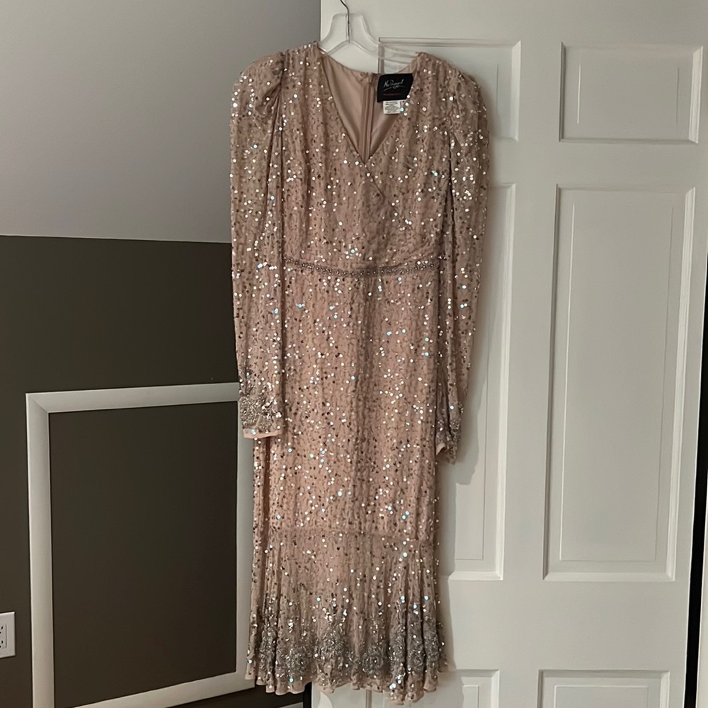 Mac Duggal Sequin Midi Gown With Embellished Heml… - image 2
